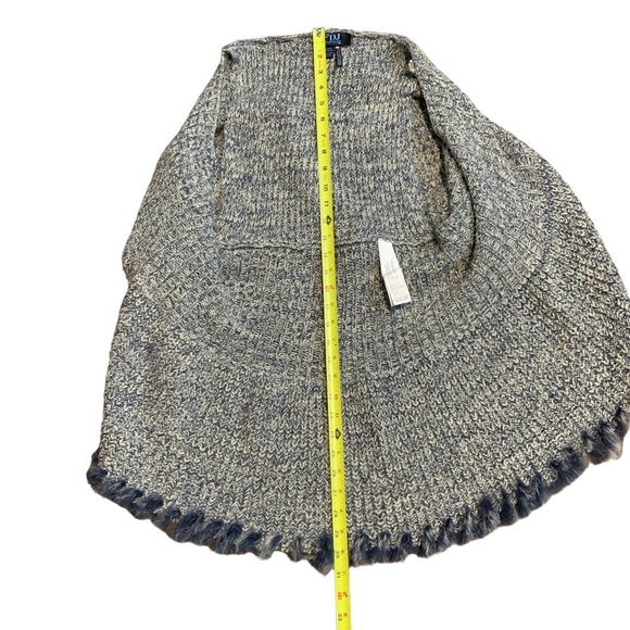 FDJ French Dressing Jeans Blue Gray Marled Knitted Vest Rabbit Fur Trim S / M - Picture 8 of 10